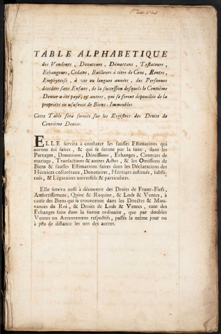 Tables des vendeurs du bureau d’Amiens pour la période 1753-1758