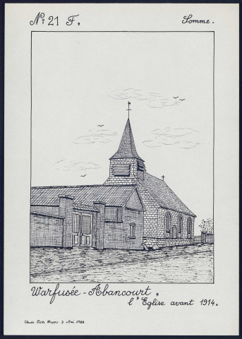Warfusée-Abancourt : l'église avant 1914 - (Reproduction interdite sans autorisation - © Claude Piette)