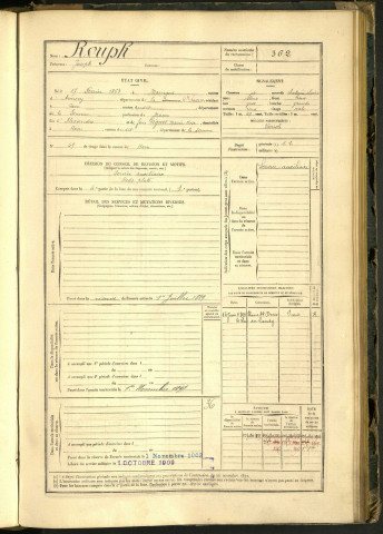 Rouph, Joseph, né le 17 février 1863 à Manigod (Haute-Savoie, France), classe 1883, matricule n° 362, Bureau de recrutement de Péronne