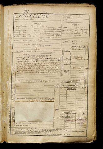 Mariette, Charles Louis, né le 24 mars 1878 à Tréport (Le) (Seine-Maritime), classe 1898, matricule n° 761, Bureau de recrutement d'Abbeville