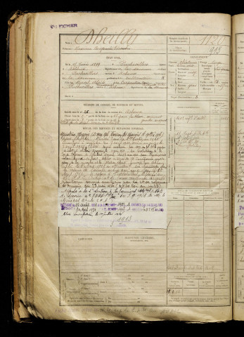 Dheilly, Maxime Benjamin Edouard, né le 15 juin 1899 à Puchevillers (Somme), classe 1919, matricule n° 1120, Bureau de recrutement d'Abbeville