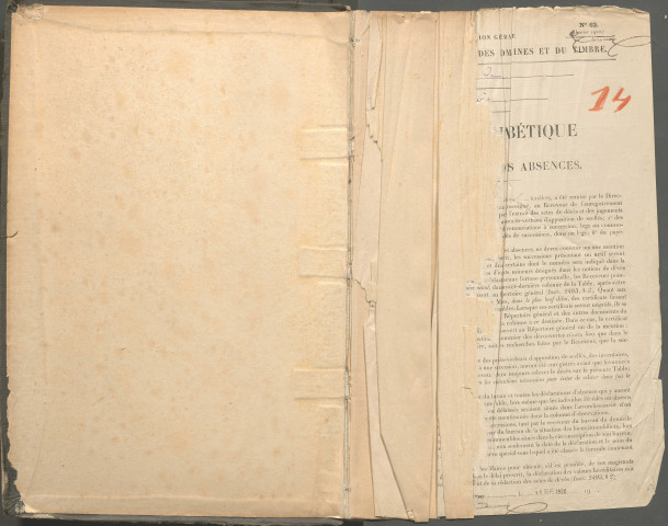 Table des successions et absences du bureau de Rosières-en-Santerre