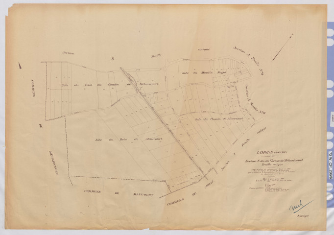 Plan du cadastre rénové - Lihons : section S