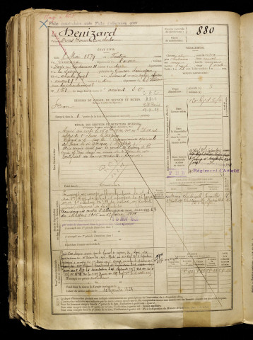 Denizard, Orens Bonaventure Charles, né le 08 mai 1879 à Pontru (Aisne), classe 1899, matricule n° 880, Bureau de recrutement d'Amiens