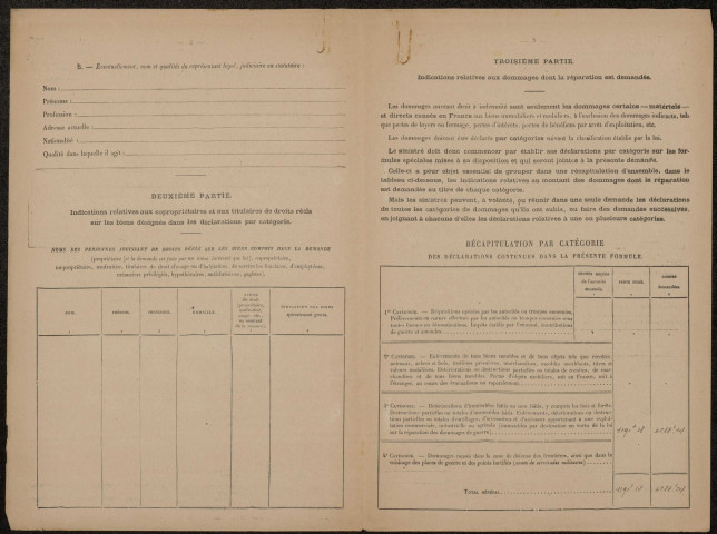 Corbie. Demande d'indemnisation des dommages de guerre : dossier Sellier-Marcille