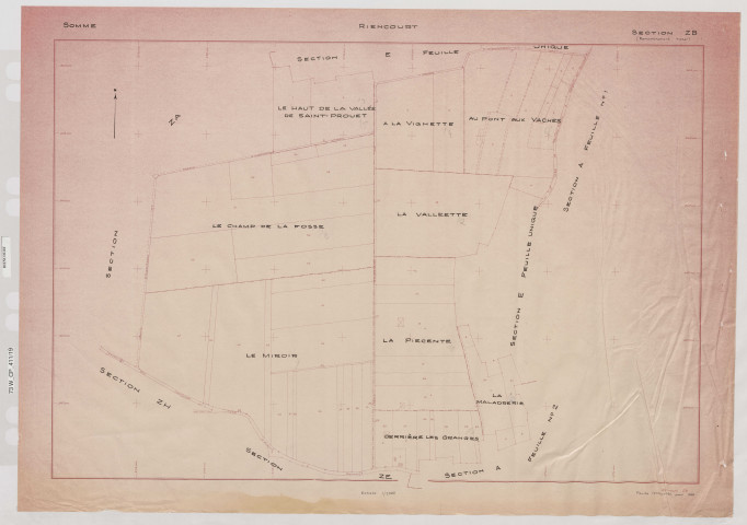 Plan du cadastre rénové - Riencourt : section ZB