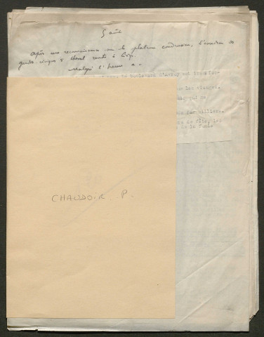 Témoignage de Chaudoir, P. et correspondance avec Jacques Péricard