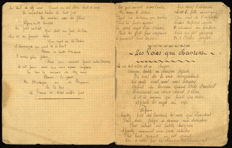 Cahier de chansons appartenant à Delassus Sosthènes
