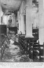 Eglise de Bouchoir - Autel de la Ste-Vierge - Statue N.D de Lourdes - L'obus a éclaté dans le mur a tout détruit en face la statue. La Vierge n'a pas été touchée, ni par l'obus, ni par les pierres qui se sont détachées tout autour de sa tête