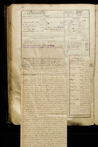 Desailly, Marcel Edouard Louis Georges, né le 08 décembre 1899 à Lille (Nord), classe 1919, matricule n° 890, Bureau de recrutement d'Amiens