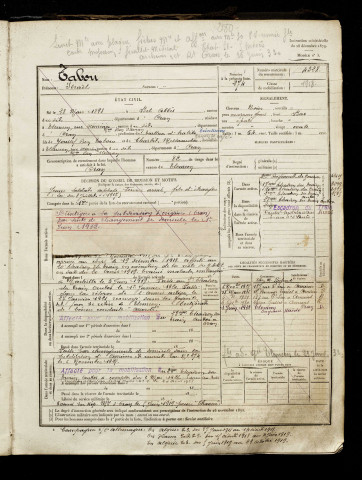 Tabou, Israël, né le 28 mars 1898 à Bel-Abbès (Algérie), classe 1918, matricule n° 4328, Bureau de recrutement d'Amiens