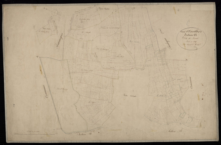 Plan du cadastre napoléonien - Piennes-Onvillers (Onvillers) : Levant (Le), A