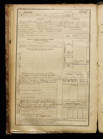 Joron, Albéric Gustave Gaëtan, né le 27 juillet 1877 à Saint-Sauflieu (Somme), classe 1897, matricule n° 1346, Bureau de recrutement d'Amiens