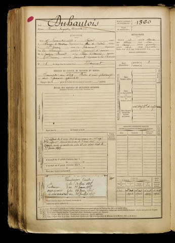 Duhautois, Henri Augustin Théodule, né le 15 novembre 1878 à Fortel-en-Artois (Pas-de-Calais), classe 1898, matricule n° 1360, Bureau de recrutement d'Abbeville