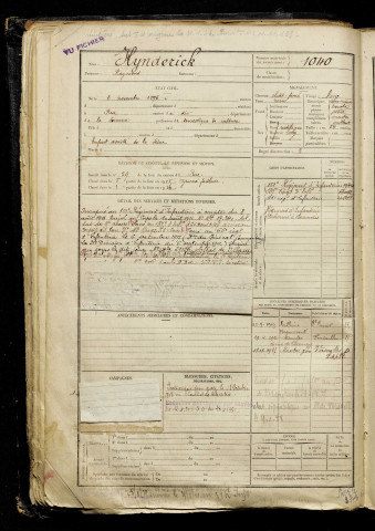 Hynderick, Raymond, né le 02 novembre 1896, classe 1916, matricule n° 1040, Bureau de recrutement d'Abbeville