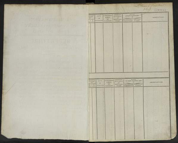Répertoire des formalités hypothécaires, du 30/03/1822 au 18/06/1822, volume 158 (Conservation des hypothèques d'Amiens)