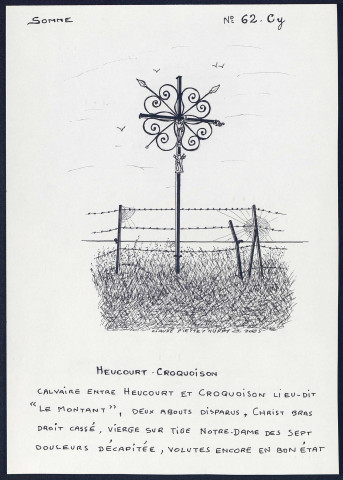 Heucourt-Croquoison : calvaire entre d'Heucourt et Croquoison - (Reproduction interdite sans autorisation - © Claude Piette)