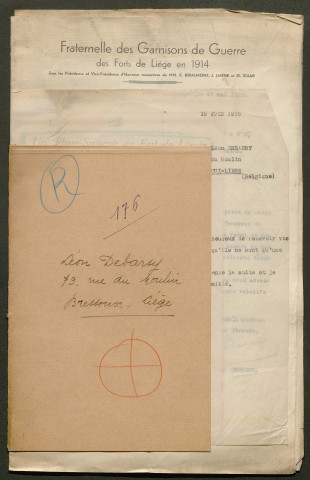 Témoignage de Debarsy, Léon (Président de la Fraternelle des Garnisons de Guerre des Forts de Liège en 1914 et correspondance avec Jacques Péricard