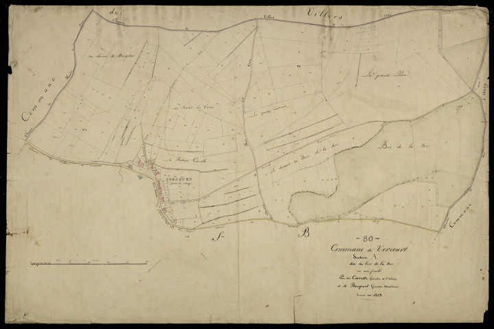 Plan du cadastre napoléonien - Vercourt : Bois de la Rez (Le), A