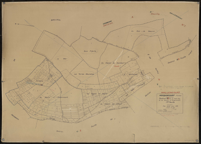 Plan du cadastre rénové - Hallencourt (Hocquincourt) : section H1