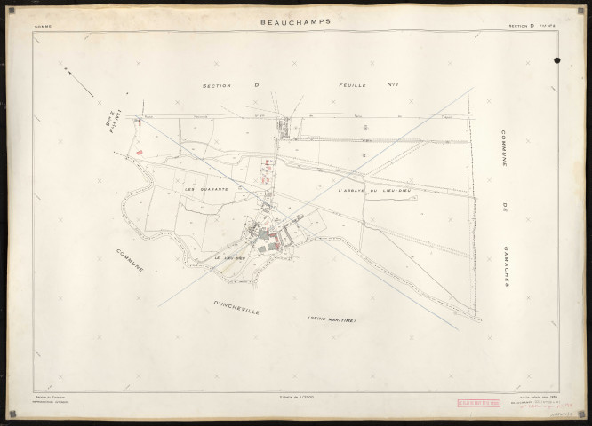 Plan du cadastre rénové - Beauchamps : section D2