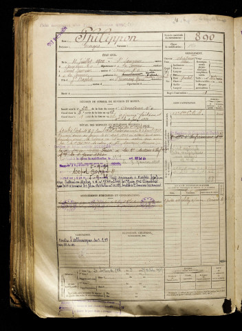 Philippon, Georges, né le 04 juillet 1900 à Saint-Sauveur (Somme), classe 1920, matricule n° 890, Bureau de recrutement d'Amiens