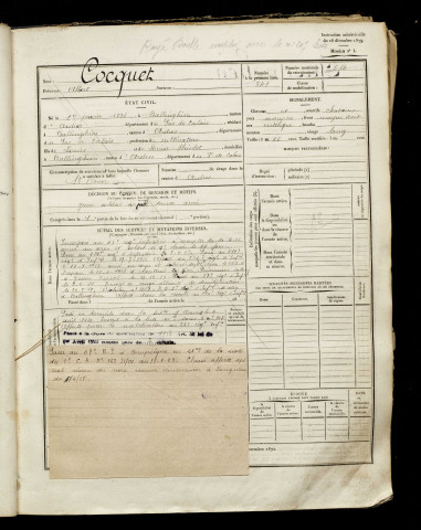 Cocquet, Albert, né le 01 janvier 1896 à Balinghem (Pas-de-Calais), classe 1916, matricule n° 514, Bureau de recrutement d'Amiens