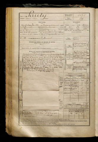Sauty, Octave Alfred, né le 14 décembre 1874 à Fontaine-sur-Somme (Somme), classe 1894, matricule n° 1136, Bureau de recrutement d'Abbeville
