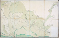 Plan du Marquenterre dressé pour les travaux de dessèchement figurant les hameaux, les digues et les renclôtures, le réseau de canaux et le cours de la Somme