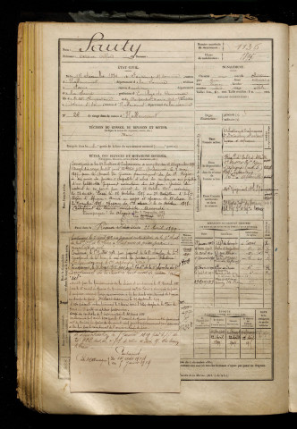 Sauty, Octave Alfred, né le 14 décembre 1874 à Fontaine-sur-Somme (Somme), classe 1894, matricule n° 1136, Bureau de recrutement d'Abbeville