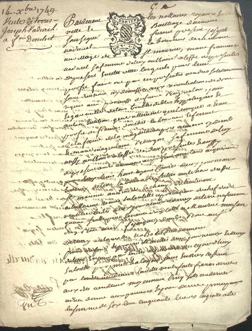 Etude de Me Antoine Picard à Amiens (étude n°26). Minutes de l'année 1749