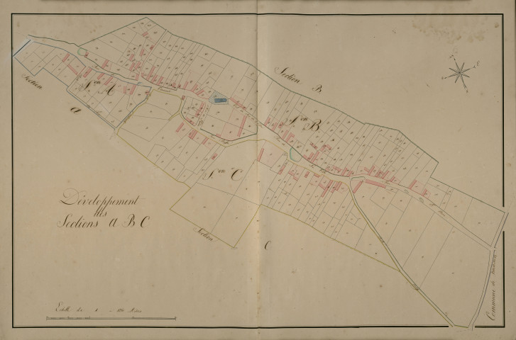 Plan du cadastre napoléonien - Mesnil-Domqueur (Maisnil) : A, B et C développées