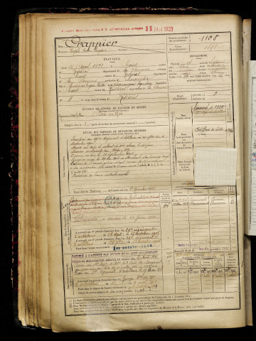 Crappier, Virgile Hector Eugène, né le 16 avril 1878 à Caix (Somme), classe 1898, matricule n° 1108, Bureau de recrutement de Péronne