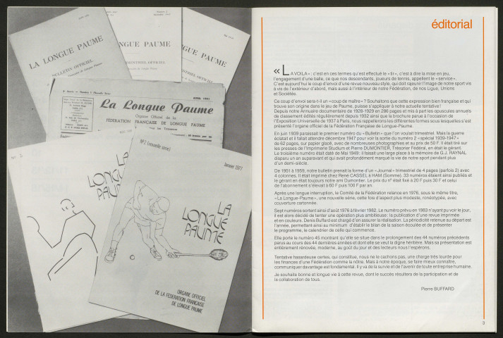 Longue Paume (numéro 45), revue officielle de la Fédération Française de Longue Paume