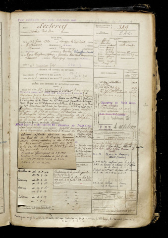 Leclercq, Antoine Paul Henri, né le 13 juin 1891 à Longpré-les-Corps-Saints (Somme), classe 1911, matricule n° 389, Bureau de recrutement d'Amiens