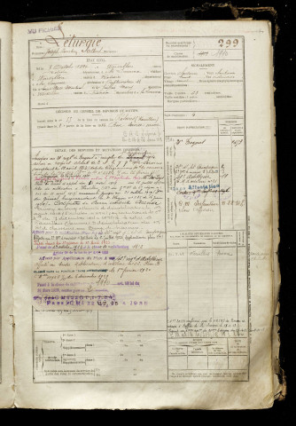 Léturgie, Joseph Donatien Albert, né le 07 octobre 1894 à Warvillers (Somme), classe 1914, matricule n° 299, Bureau de recrutement de Péronne
