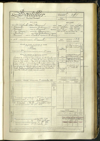 Boutillier, François Constans Daniel, né le 21 septembre 1864 à Berneuil (Somme, France), classe 1884, matricule n° 297, Bureau de recrutement d'Abbeville