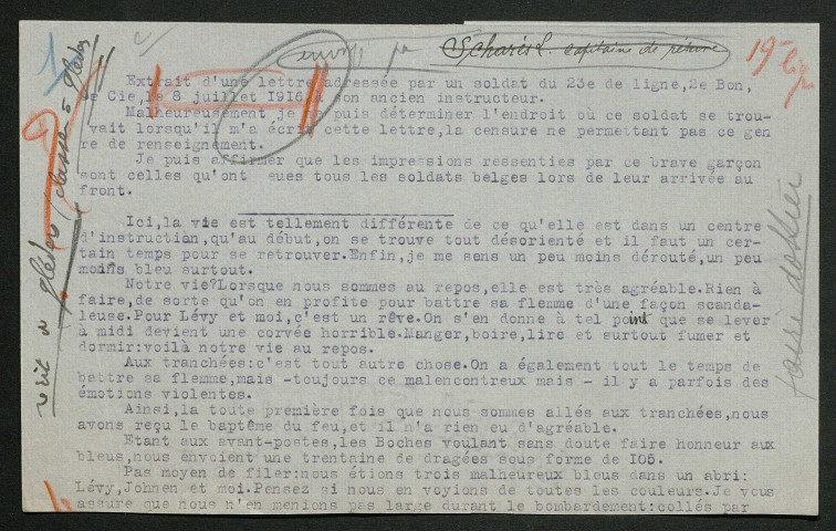 Témoignage de Gléders, Pierre et correspondance avec Jacques Péricard