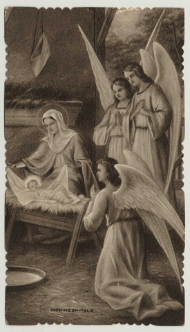 La Vierge et l'enfant à la crèche avec les anges