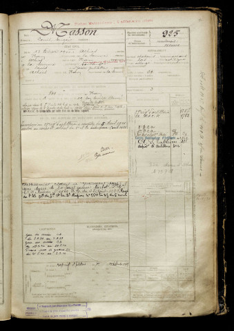 Masson, Louis Eugène, né le 18 février 1900 à Athies (Somme), classe 1920, matricule n° 925, Bureau de recrutement de Péronne