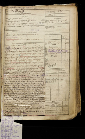 Cozette, Pierre André Georges, né le 21 janvier 1894 à Amiens (Somme), classe 1914, matricule n° 651, Bureau de recrutement d'Amiens