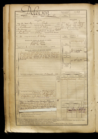 Deloison, Victorien Aimé Thimothée, né le 24 mars 1877 à Pendé (Somme), classe 1897, matricule n° 1352, Bureau de recrutement d'Abbeville