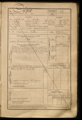 Crépin, Gustave Edouard, né le 09 avril 1867 à Brévillers (Somme), classe 1887, matricule n° 47, Bureau de recrutement d'Abbeville