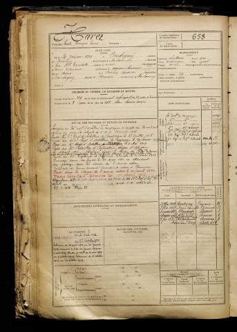 Havet, Emile Georges Louis, né le 29 janvier 1899 à Cartigny (Somme), classe 1919, matricule n° 658, Bureau de recrutement de Péronne