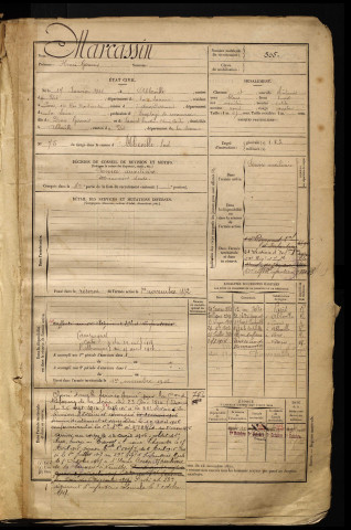Marcassin, Henri Gervais, né le 17 janvier 1868 à Abbeville (Somme), classe 1888, matricule n° 505, Bureau de recrutement d'Abbeville
