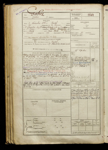 Gabet, Zéphir, né le 08 novembre 1896 à Roisel (Somme), classe 1916, matricule n° 1144, Bureau de recrutement de Péronne