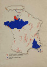 Carte de la situation de la France en juin, juillet et août 1944 : le débarquement des troupes alliées, l'avancée des troupes alliées, les ilôts de résistance de l'armée allemande, le maquis