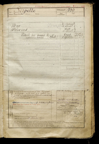 Serpette, Henri Léopold Etienne, né le 02 avril 1885 à Beaucourt-en-Santerre (Somme), classe 1905, matricule n° 959, Bureau de recrutement de Péronne