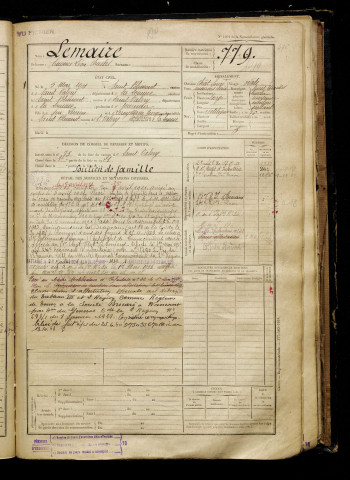 Lemaire, Eugène Léon Charles, né le 05 mai 1901 à Saint-Blimont (Somme), classe 1921, matricule n° 779, Bureau de recrutement d'Abbeville