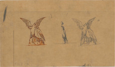 Etude pour la sculpture en onyx rouge du couple d'aigles pour surmonter la cheminée de la salle à manger de l'Hôtel Bouctot-Vagniez